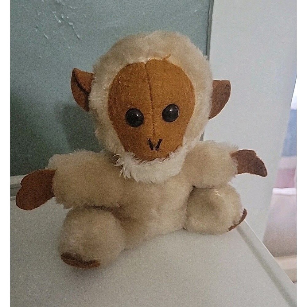 Vtg Dakin Magpie Monkey 1976 Beige 6" Stuffed Animal Ape Brown Tan